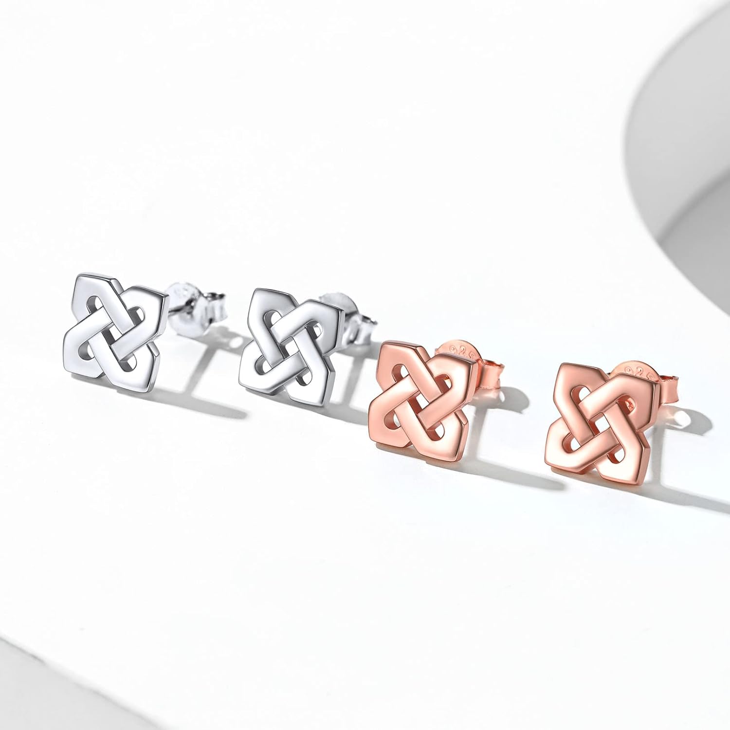 Quaternary Celtic Knot Stud Earrings in Different Colors