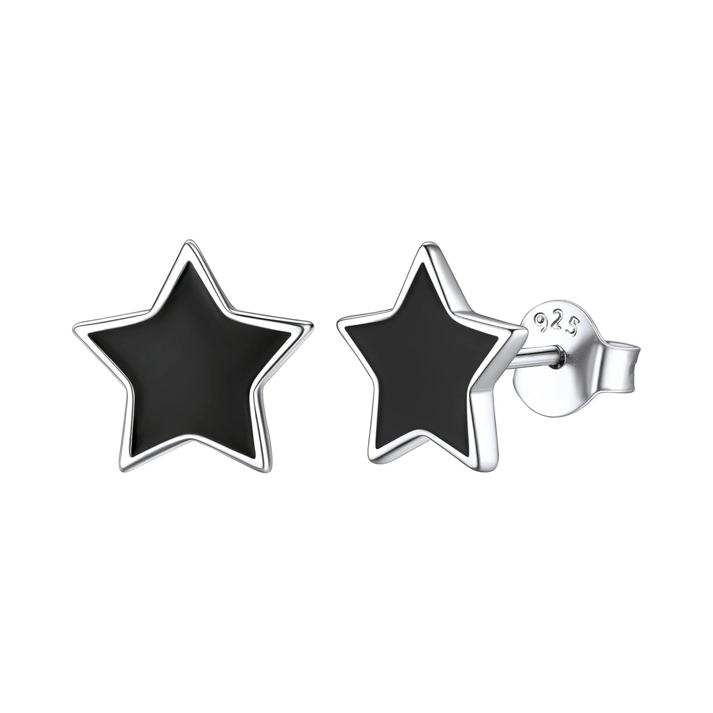 Black Minimalist Star  Studs Earrings