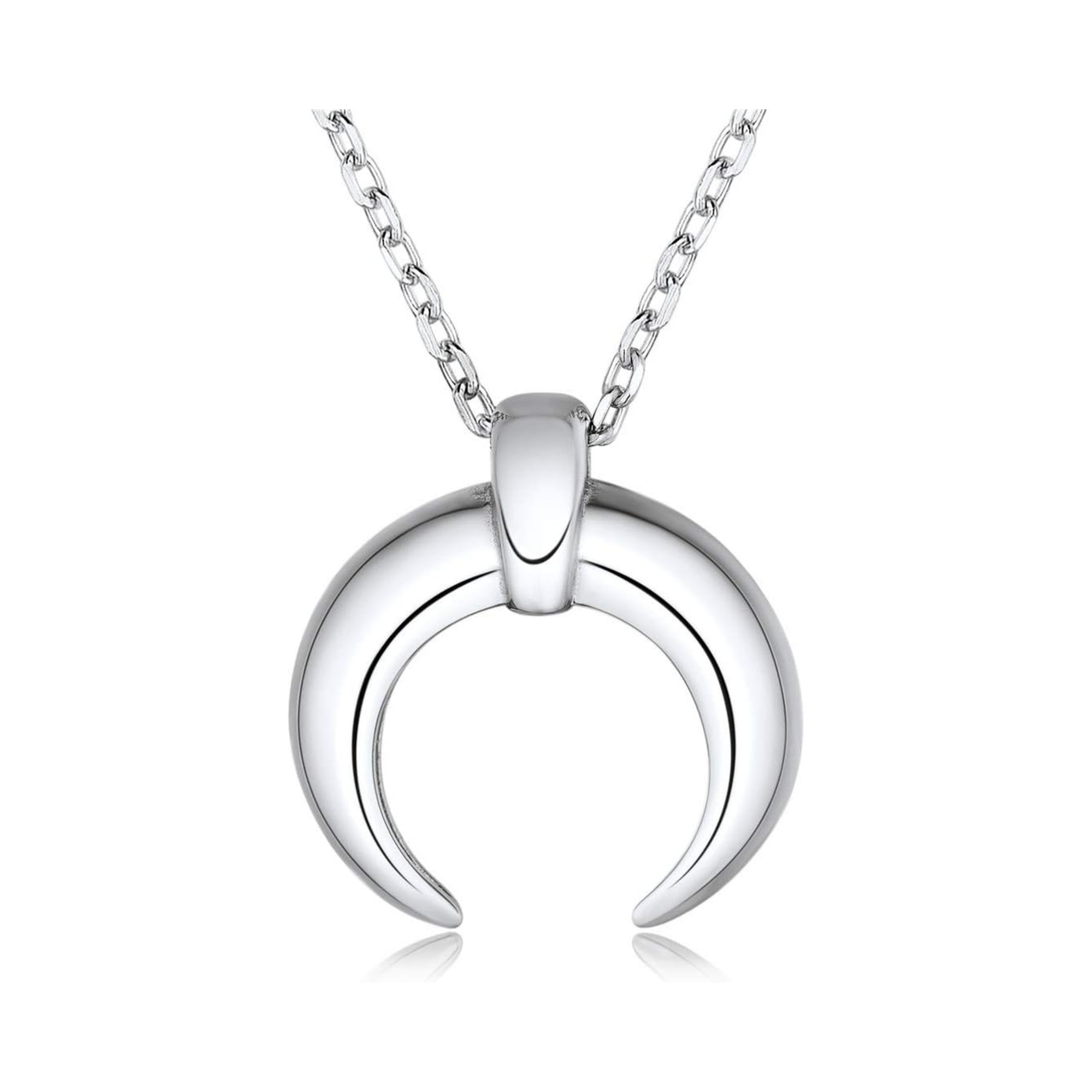 Silver Crescent Moon Pendant Necklace