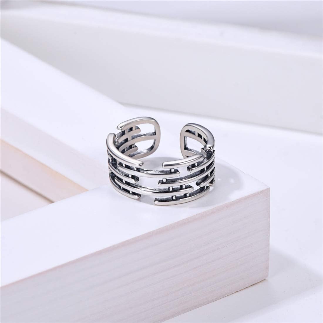 Minimalist Triple Lines Adjustable Ring