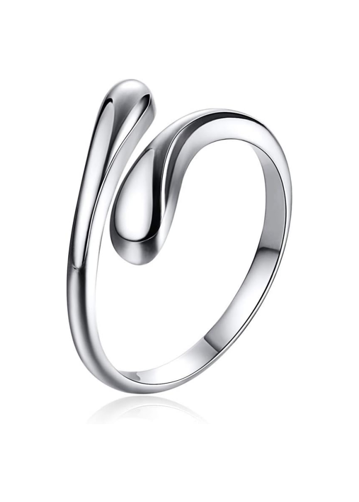 Silver Minimalist Teardrop High Polish Adjustable Eternity Rings