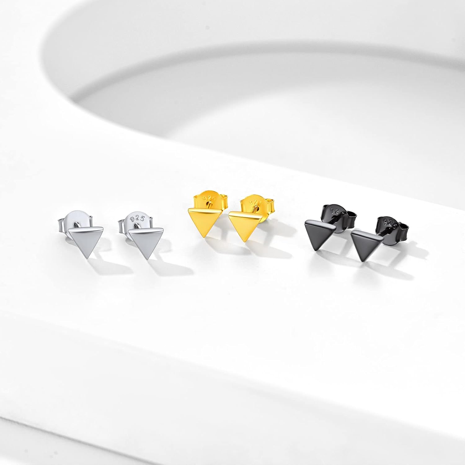 Hypoallergenic Minimalist Small Geometric Dainty Simple Triangle Studs Earrings in Different Colors