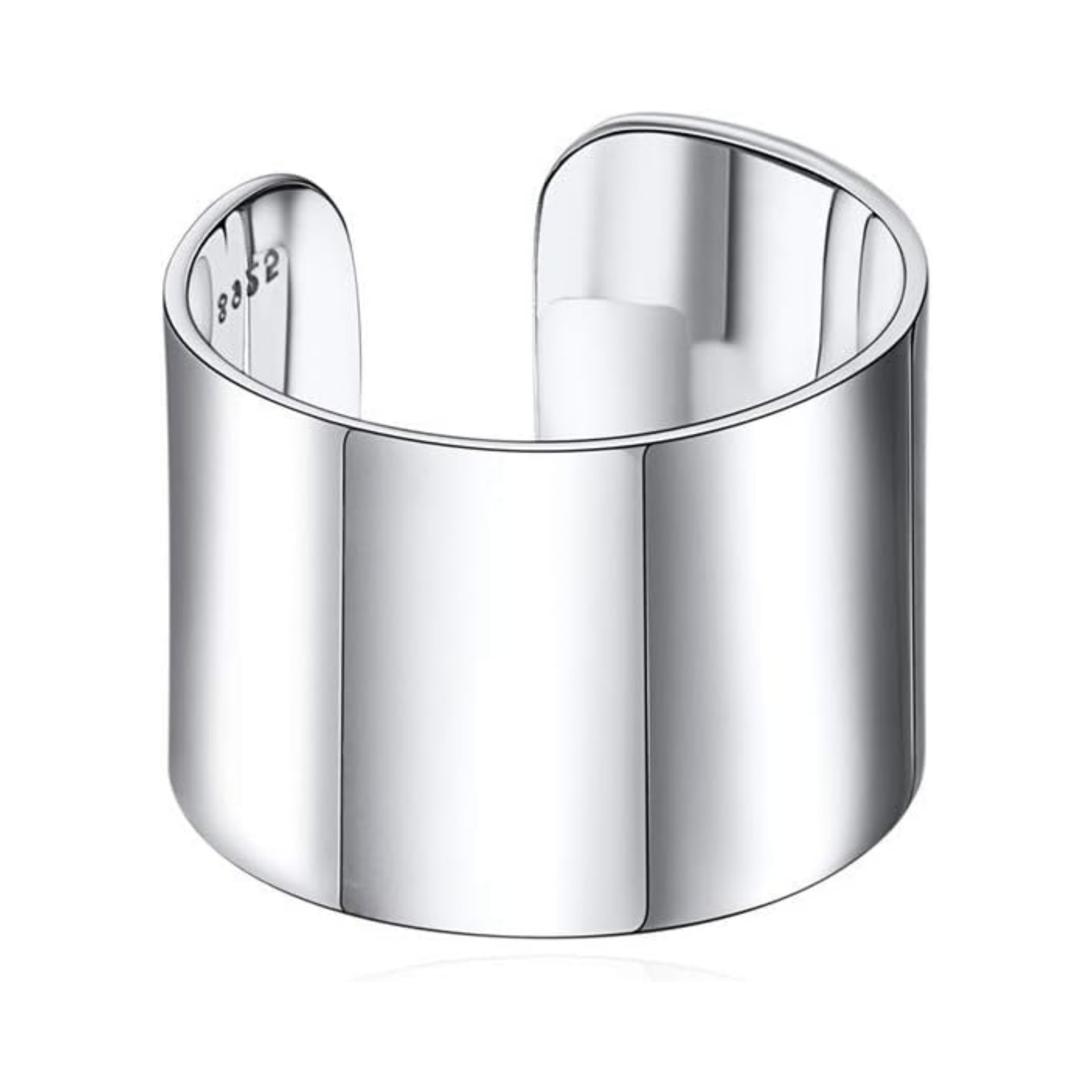 High Polished Plain Dome Adjustable Flat Wide Cuff Ring for Men & Women: 15mm