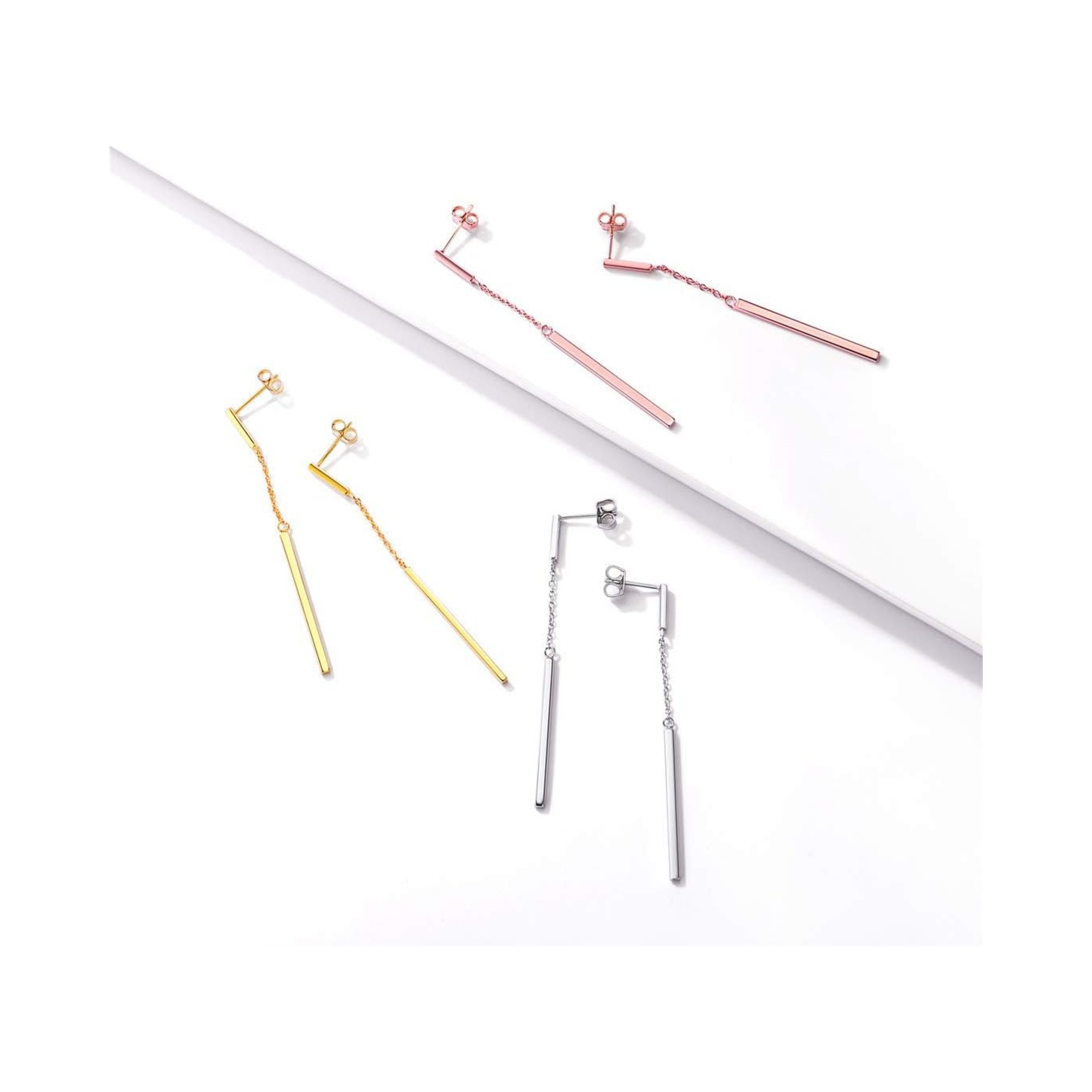  Minimalist Vertical Bar Geometric Dangle Drop Earrings