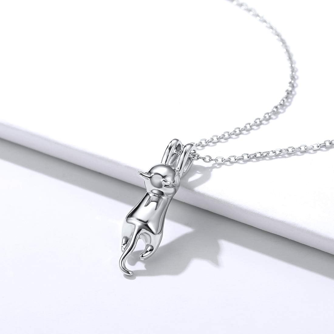 Sterling Silver Lovely Cat Animal Pendant Necklace