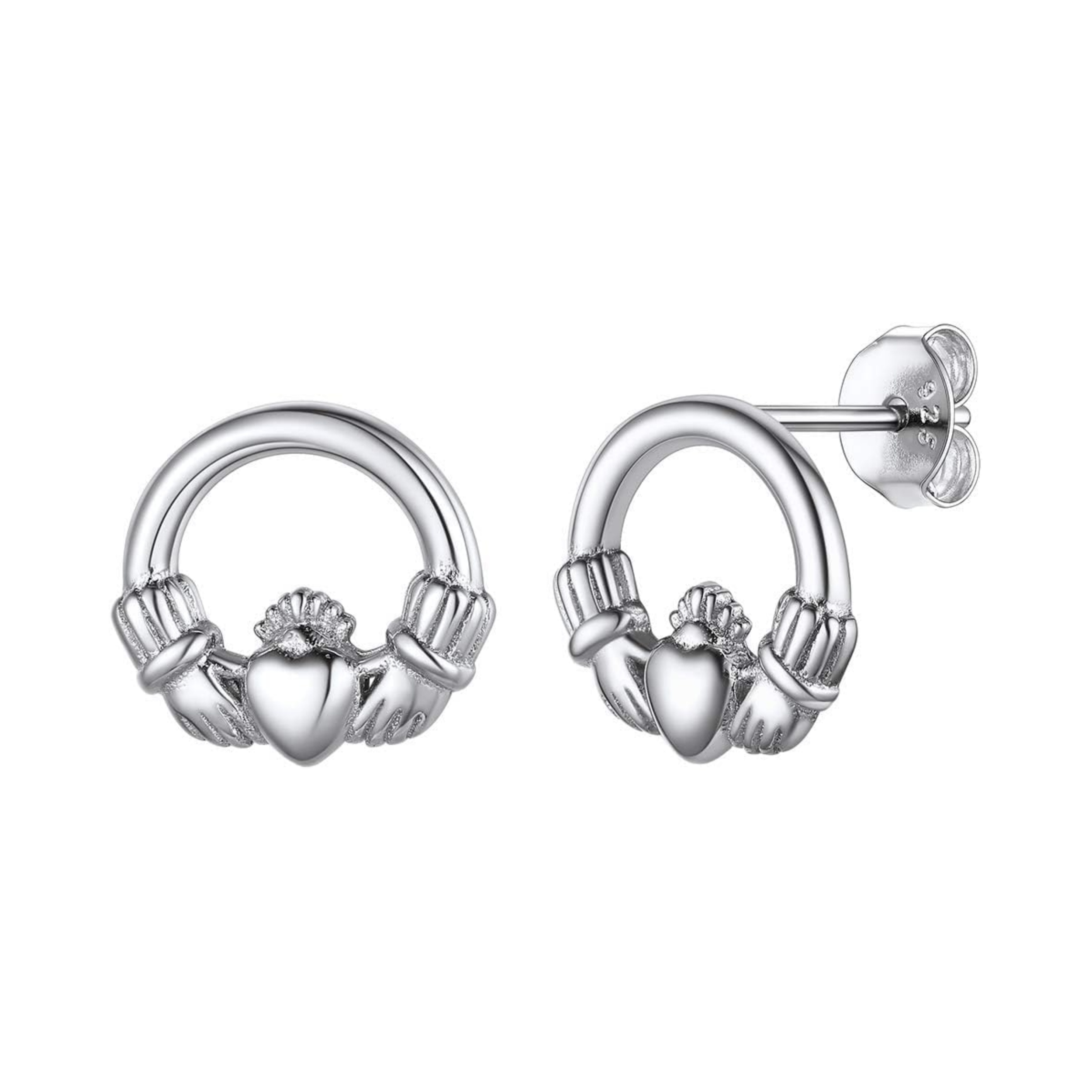 Celtic Claddagh Friendship Love Heart Stud Earrings