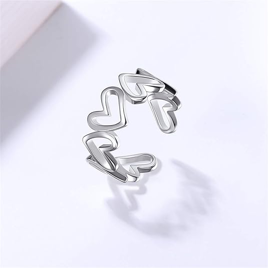 Minimalist Heart High Polish Adjustable Ring