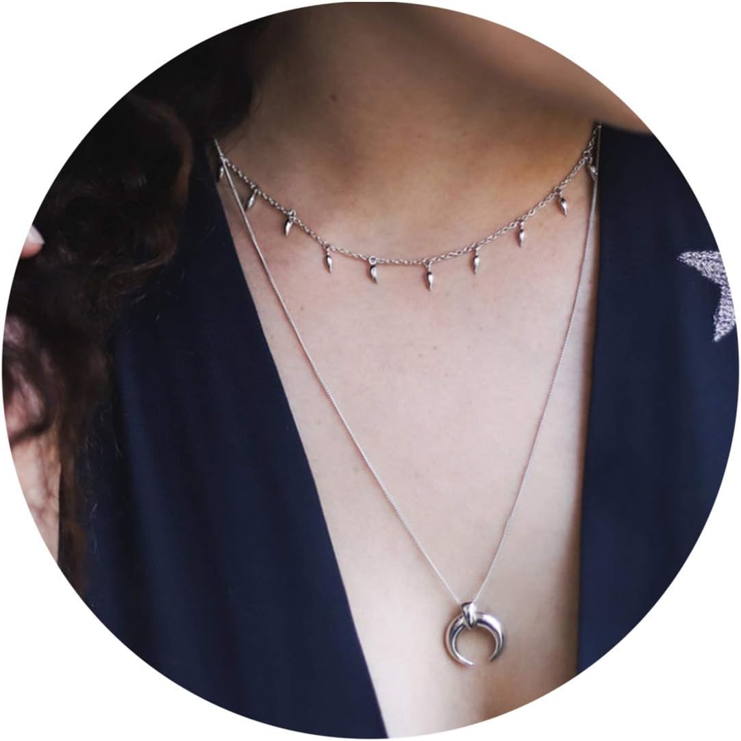 Crescent Moon Pendant Necklace for Women