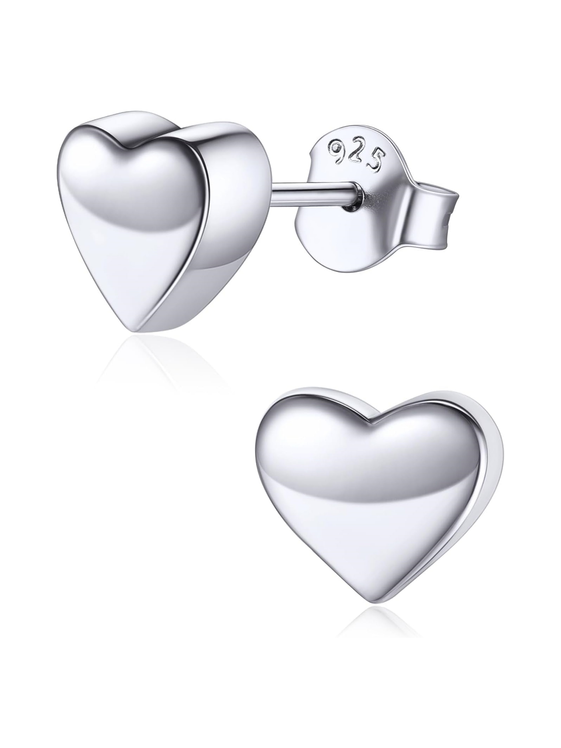 Classic 5mm Heart Stud Earrings for Women and Men, silver jewelry, gift idea, Sterling silver earrings