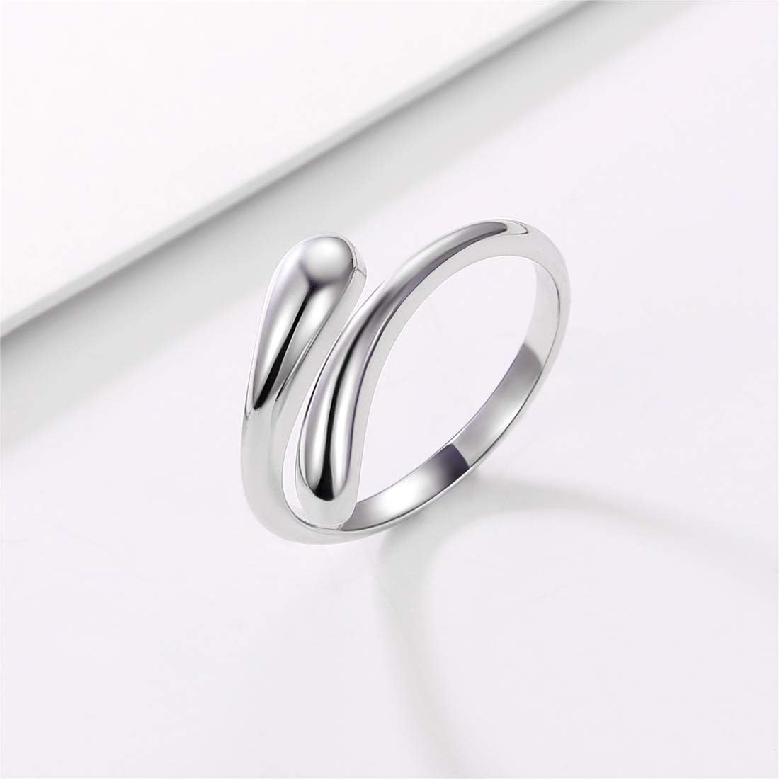 Minimalist Teardrop High Polish Adjustable Eternity Rings