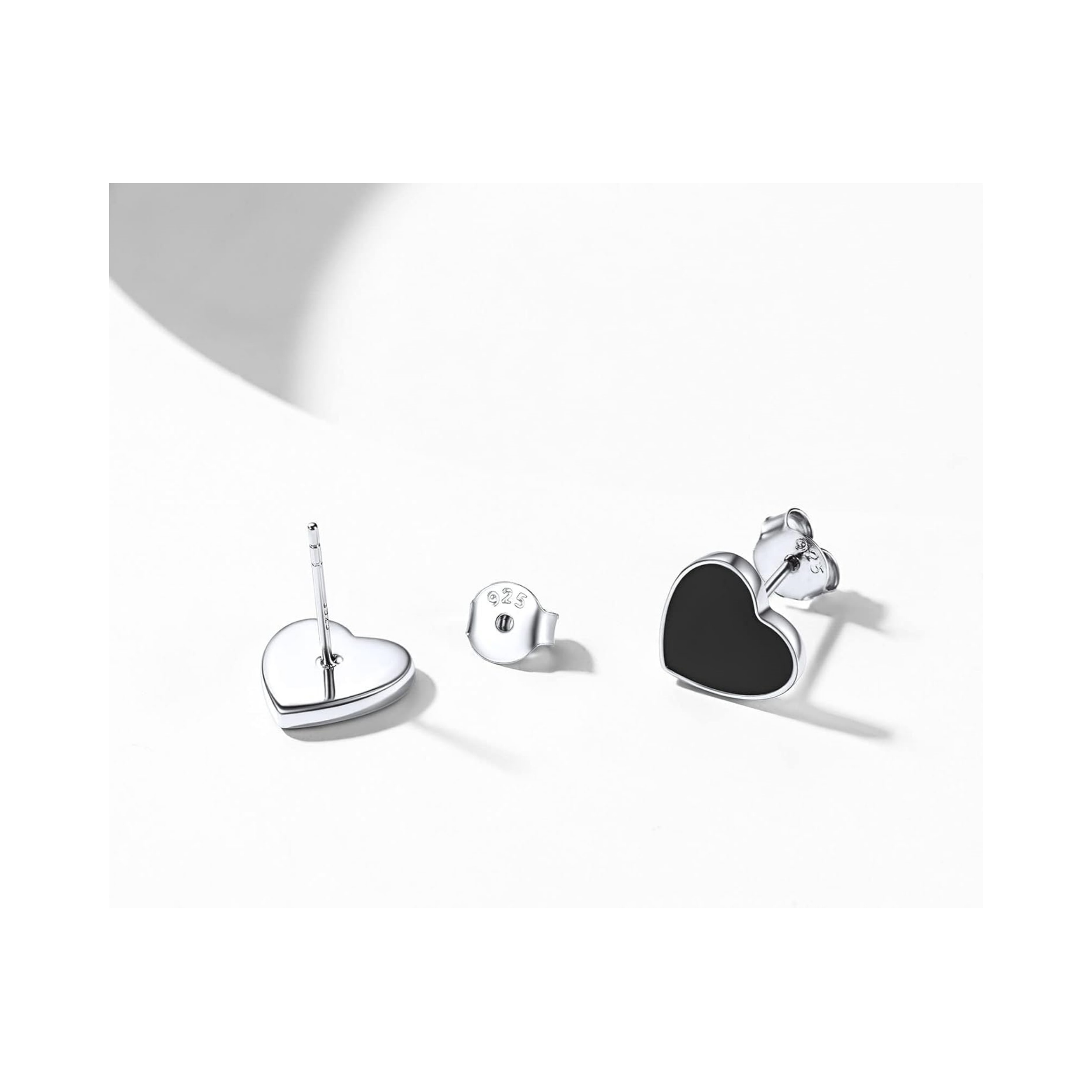 Hot Hypoallergenic Small Black Heart Stud Earrings, sterling silver jewlery, heart earrings, gift idea