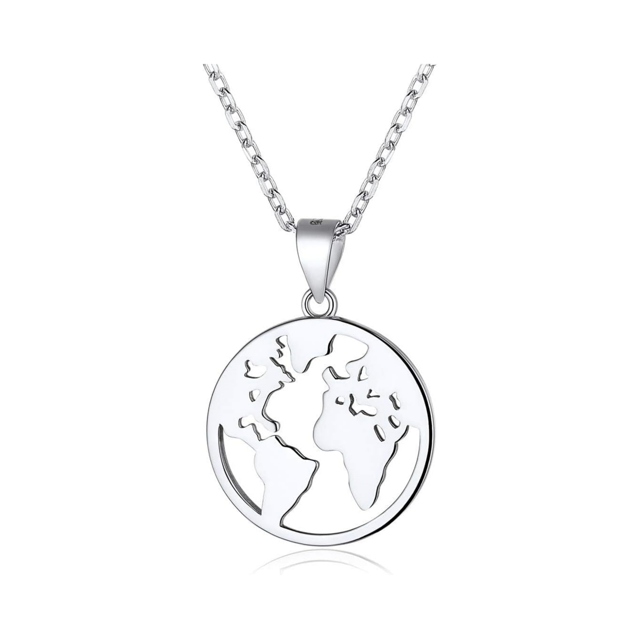 Earth Map Charm Round Pendant Necklace