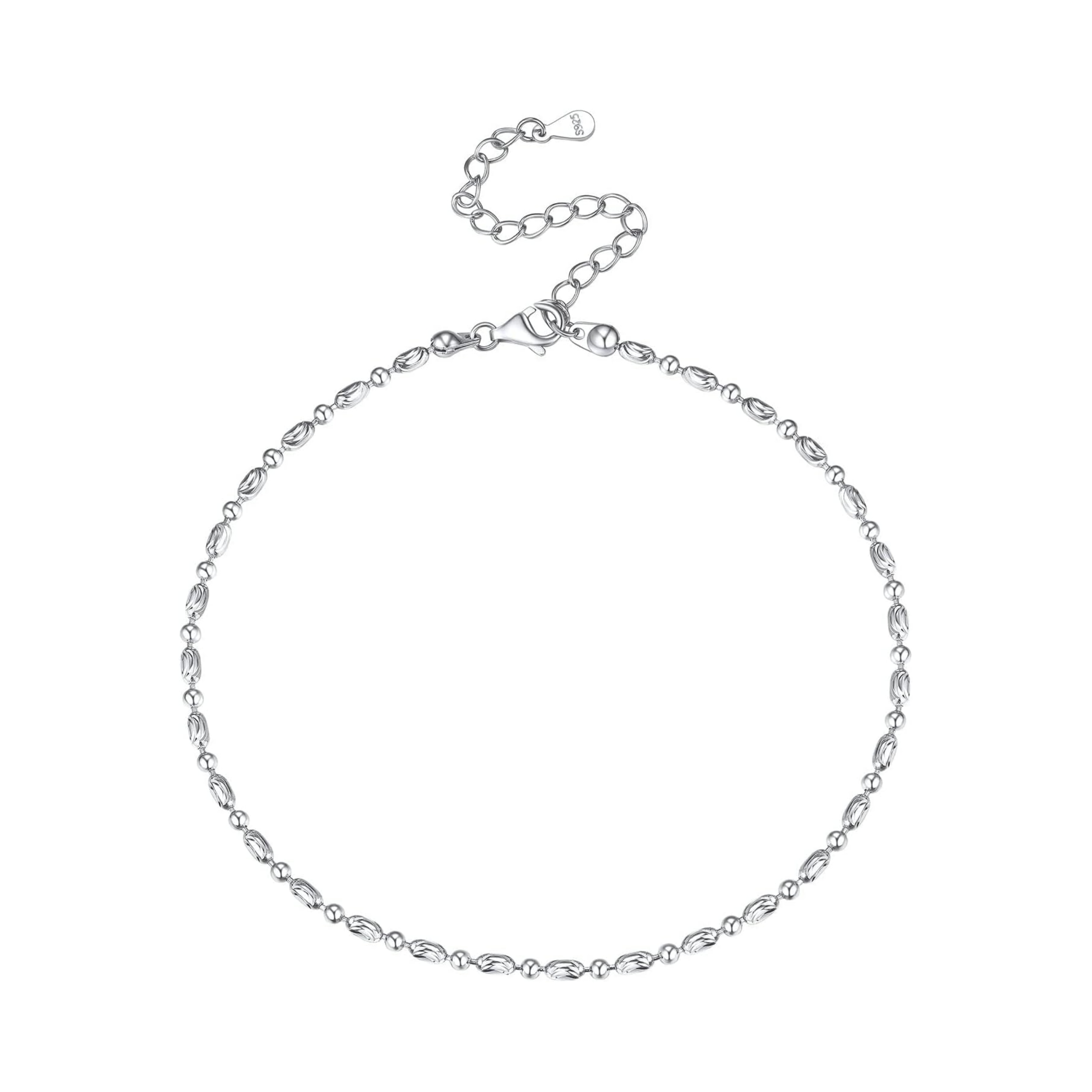 Simple Thin Oval and Round Bead Ball Chain Anklet