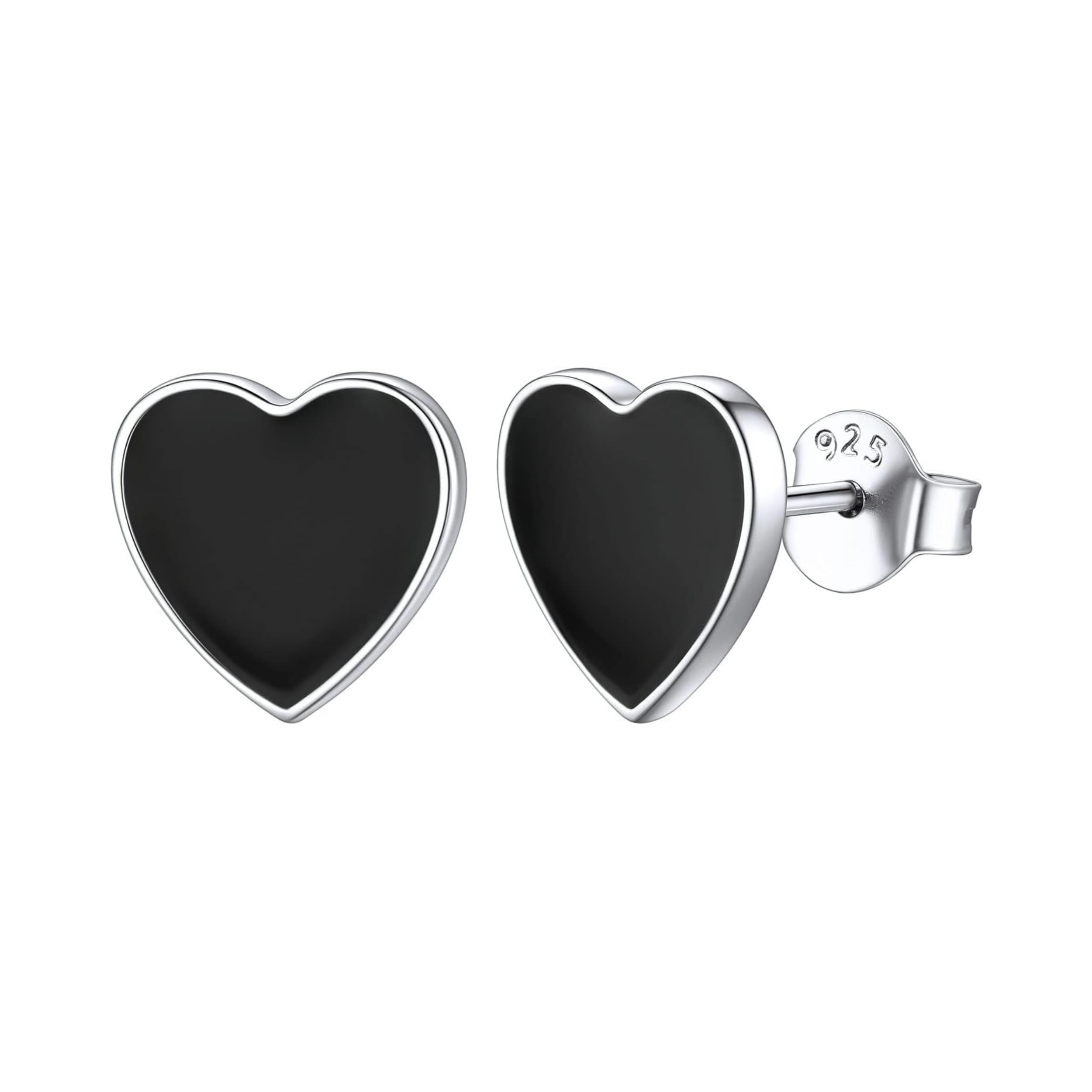 Hot Hypoallergenic Small Black Heart Stud Earrings, sterling silver jewlery, heart earrings, gift idea