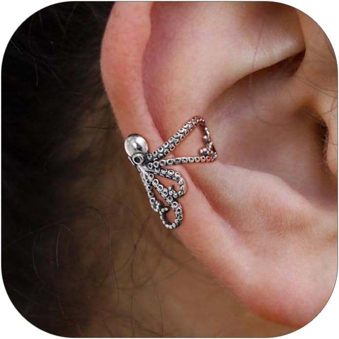 Octopus Retro Sea Monster Animal Cartilage Ear Cuff Earrings for Women