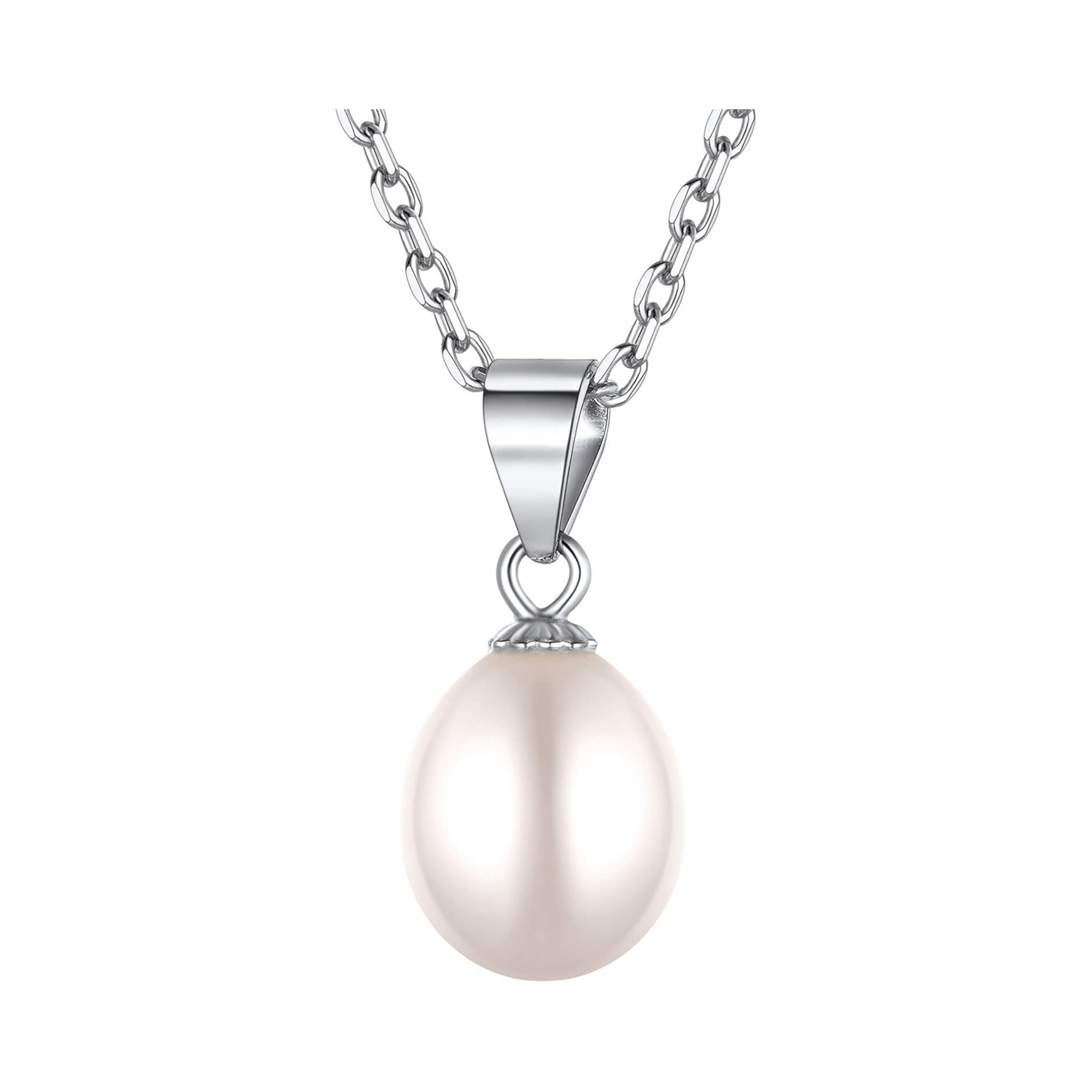 Genuine Freshwater Cultured White Pearl Pendant Necklace 