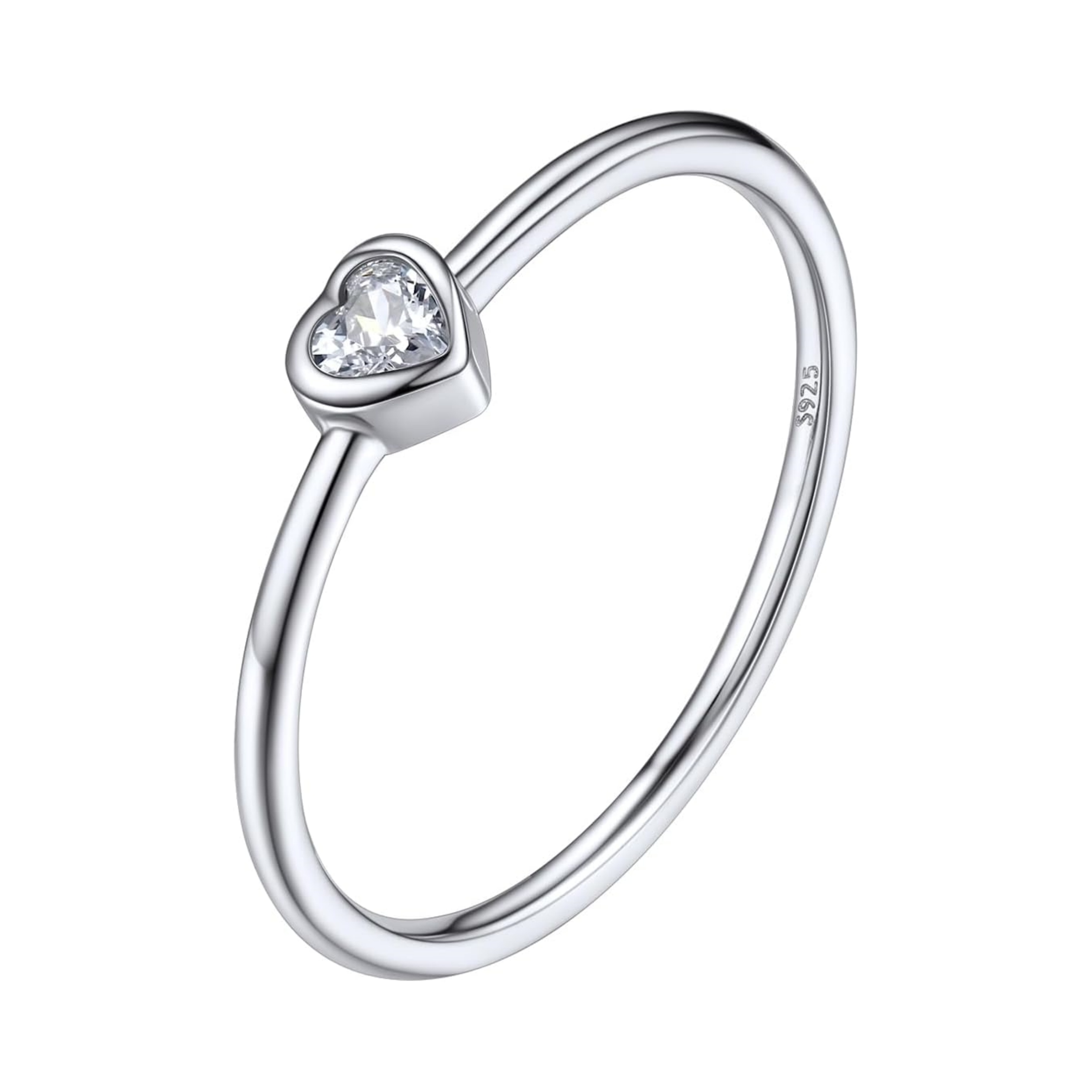 Dainty Cubic Zirconia Heart Promise Stacked Band Rings