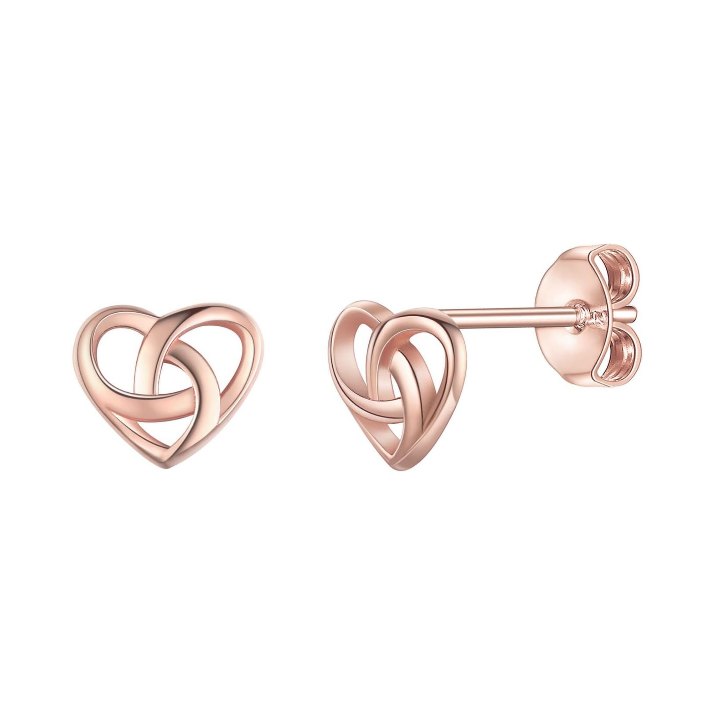 Rose Gold Heart Love Knot Irish Celtic Jewelry Stud Earrings, sterling silver jewlery, Sterling silver earrings, gift idea