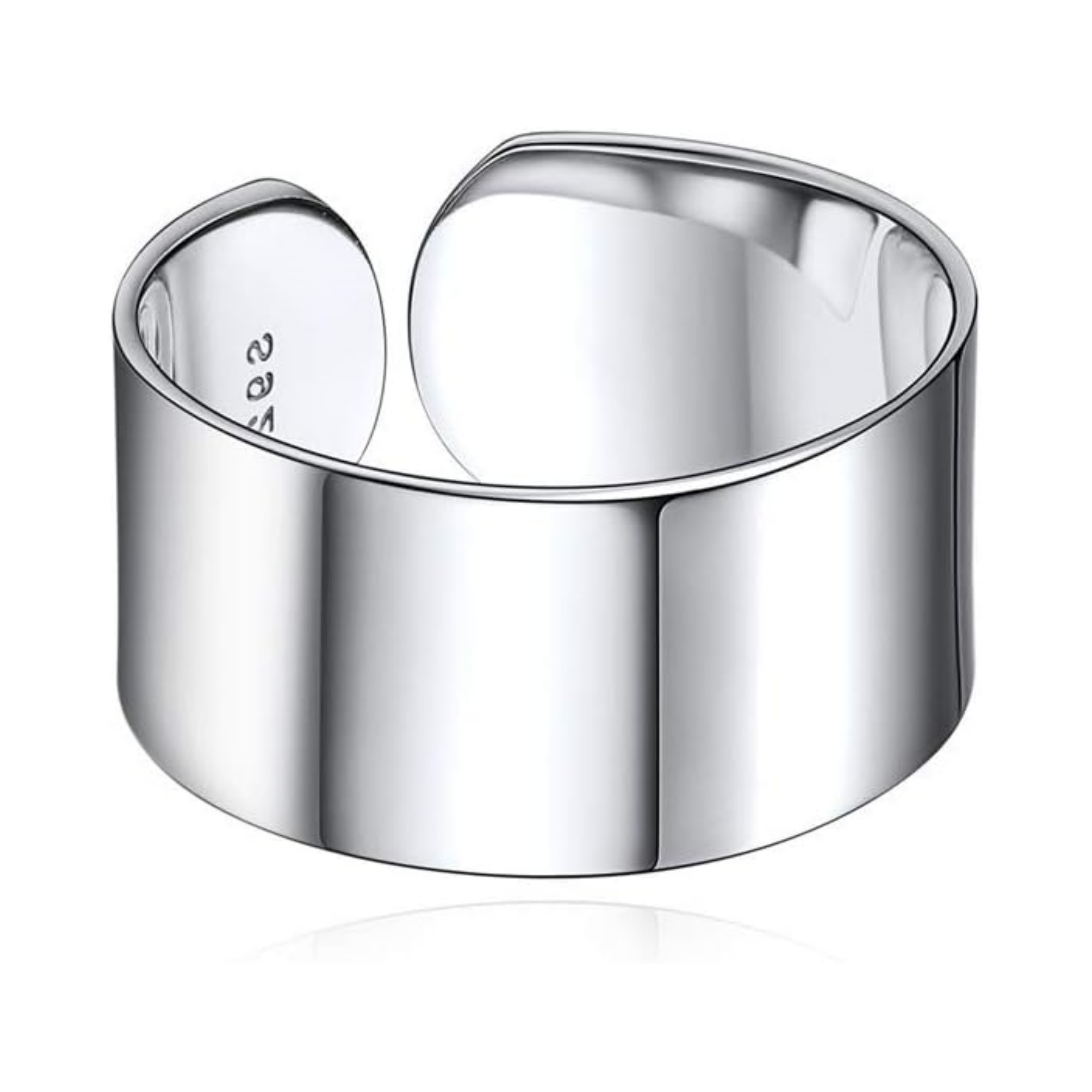 High Polished Plain Dome Adjustable Flat Wide Cuff Ring for Men & Women: 10mm