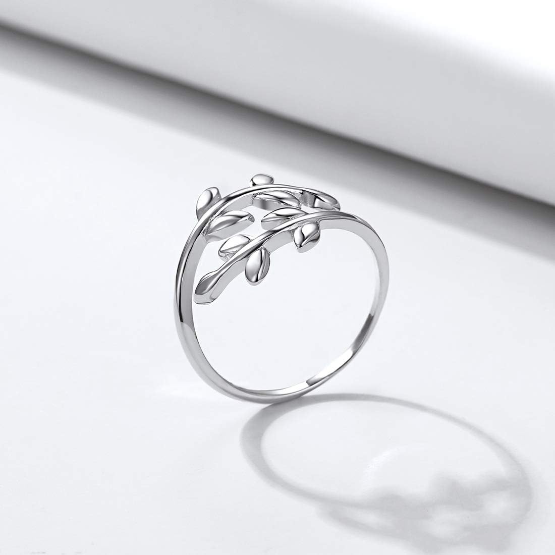 Minimalist Leaf High Polish Tarnish Resistant Comfort Fit Open Adjustable Ring