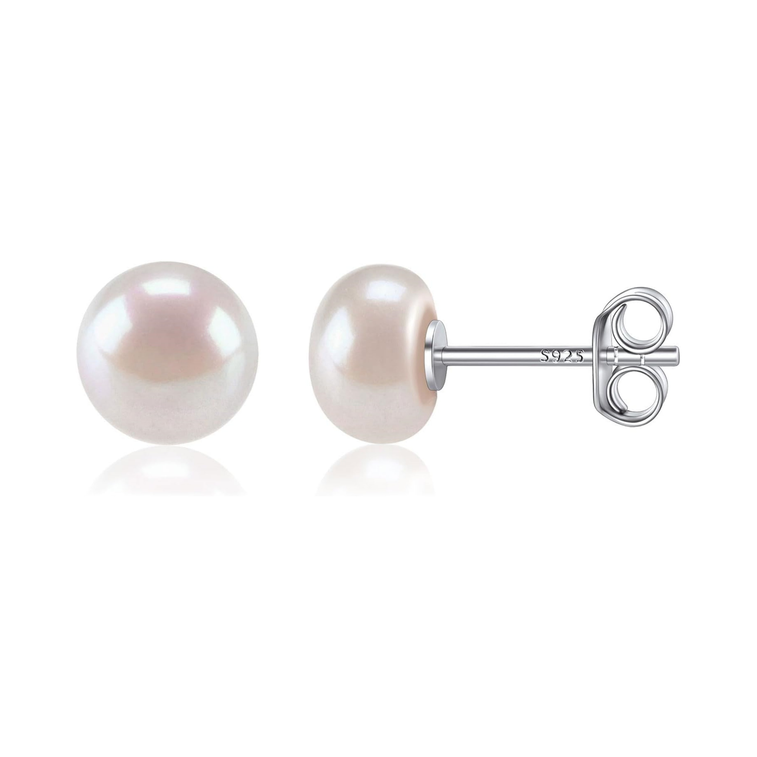 Freshwater Cultured White Button Pearl Earrings 