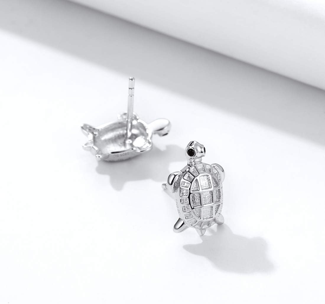 Sterling Silver Cute Turtle Stud Earrings