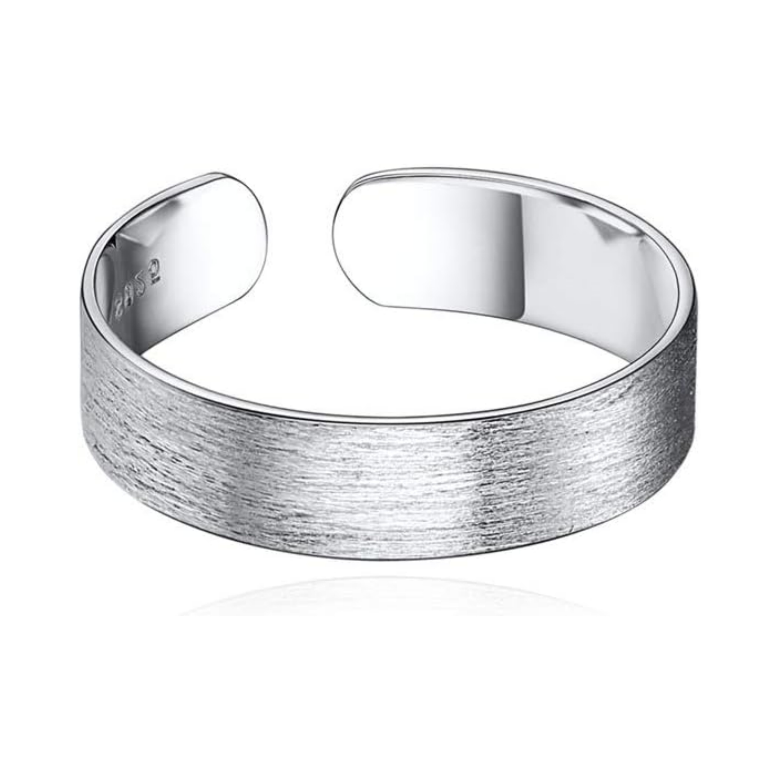High Polished Plain Brushed Dome Adjustable Flat Wide Cuff Ring for Men & Women: 5mm