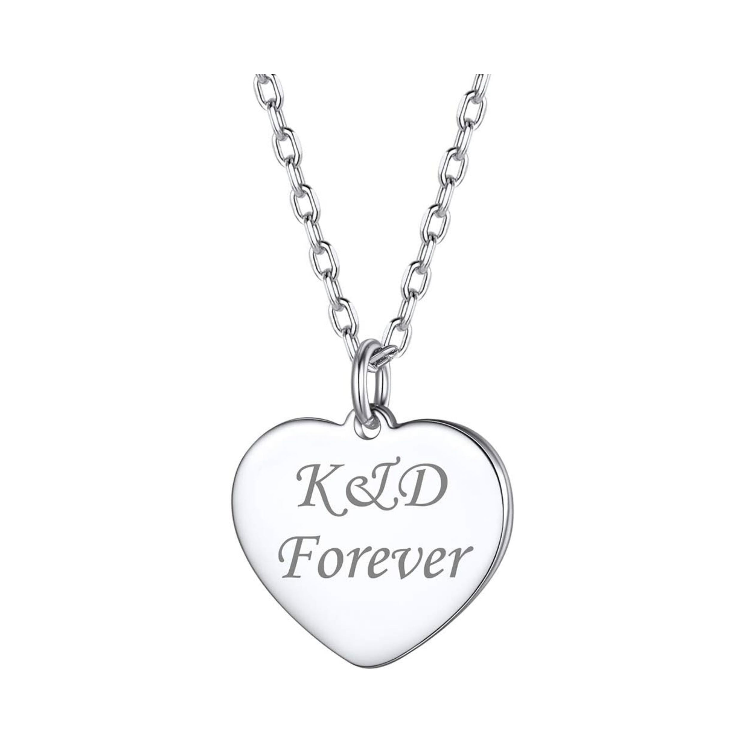 Minimalist Custom Heart Disc Necklace  with Text Engravable 