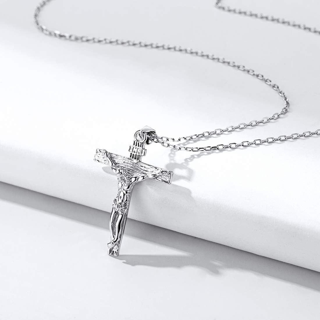 Catholic Jesus Christ on INRI Jesus Cross Pendant Necklace
