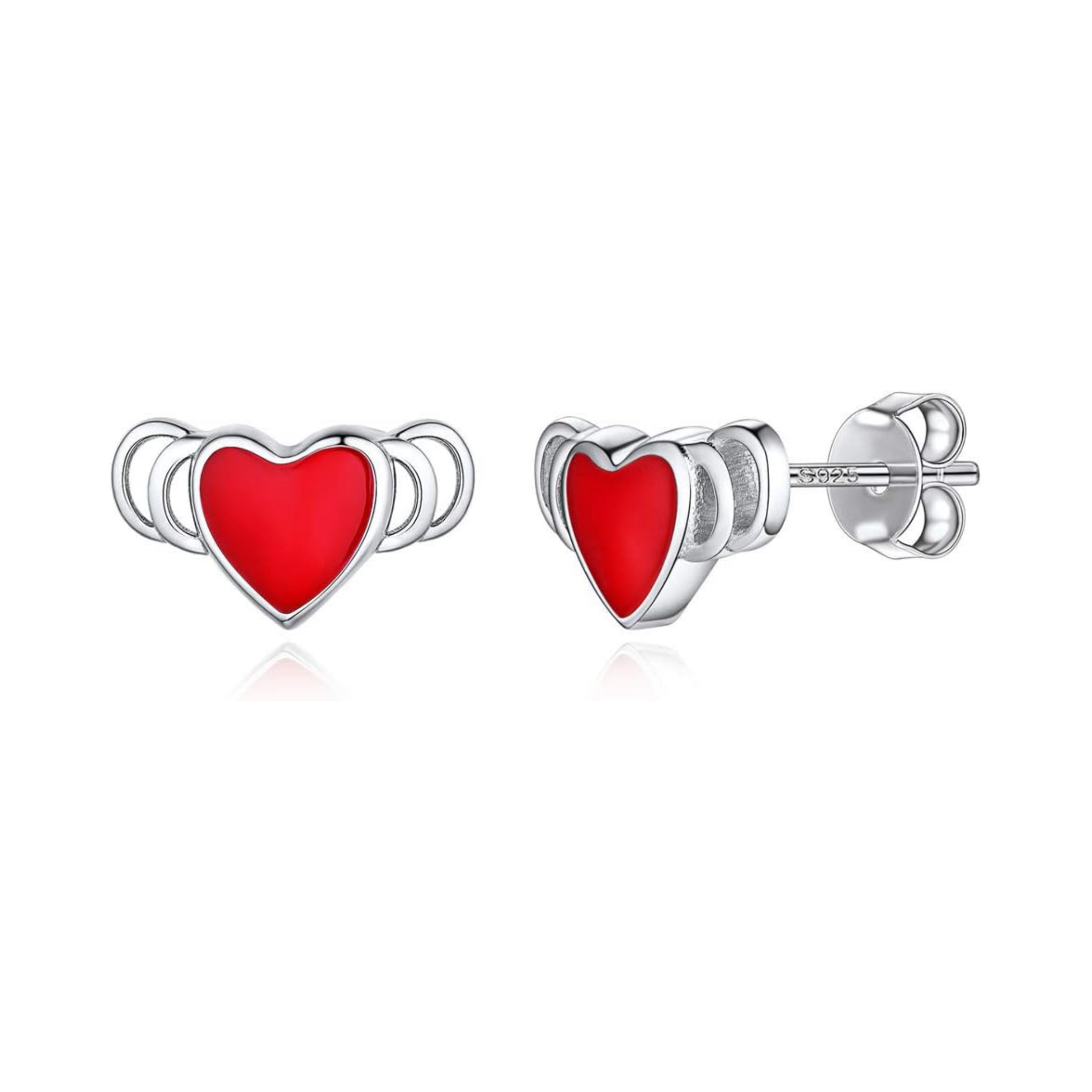 Mini Dainty Enamel Heart  Studs Earrings
