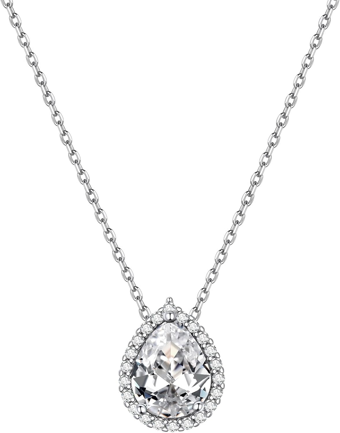 Pear Cut Teardrop Birthstone Diamond Necklace