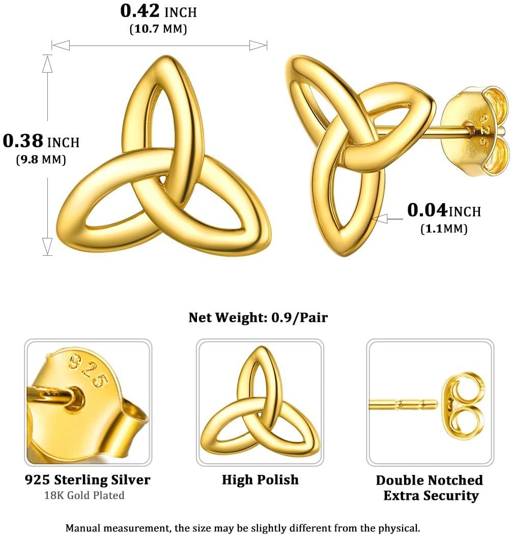 Irish Triquetra Celtic Knot Stud Earrings