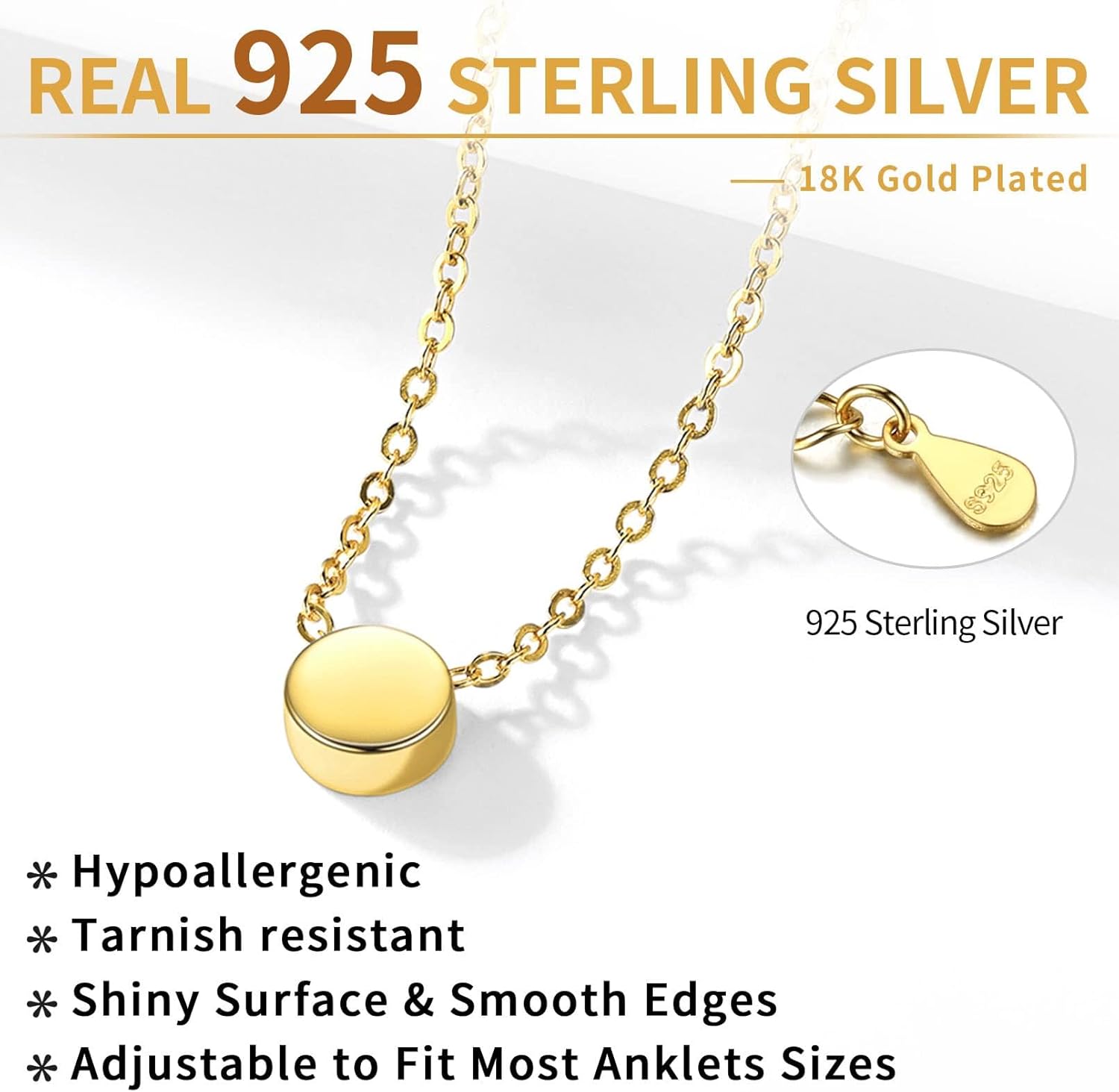 Sterling Silver Adjustable Dainty Dot Round Anklets