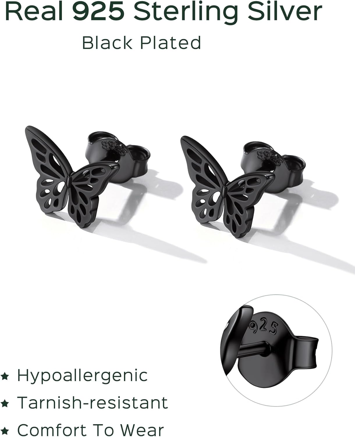 Sterling Silver Butterfly Stud Earrings