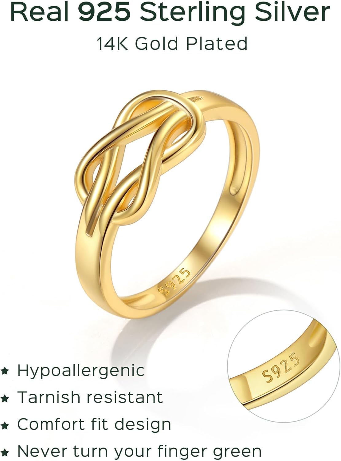 Sterling Silver Classic Love Knot Friendship Ring