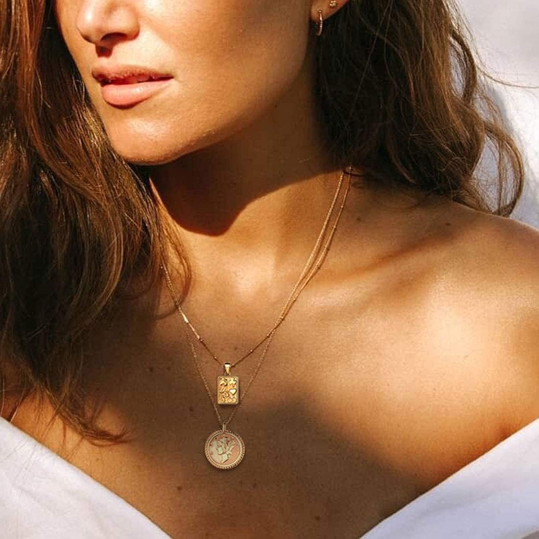 Mercury Dime Vintage American Coin Round Medallion Pendant Necklace for Women