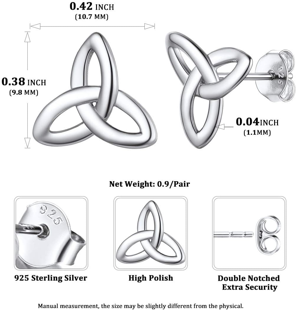Irish Triquetra Celtic Knot Stud Earrings