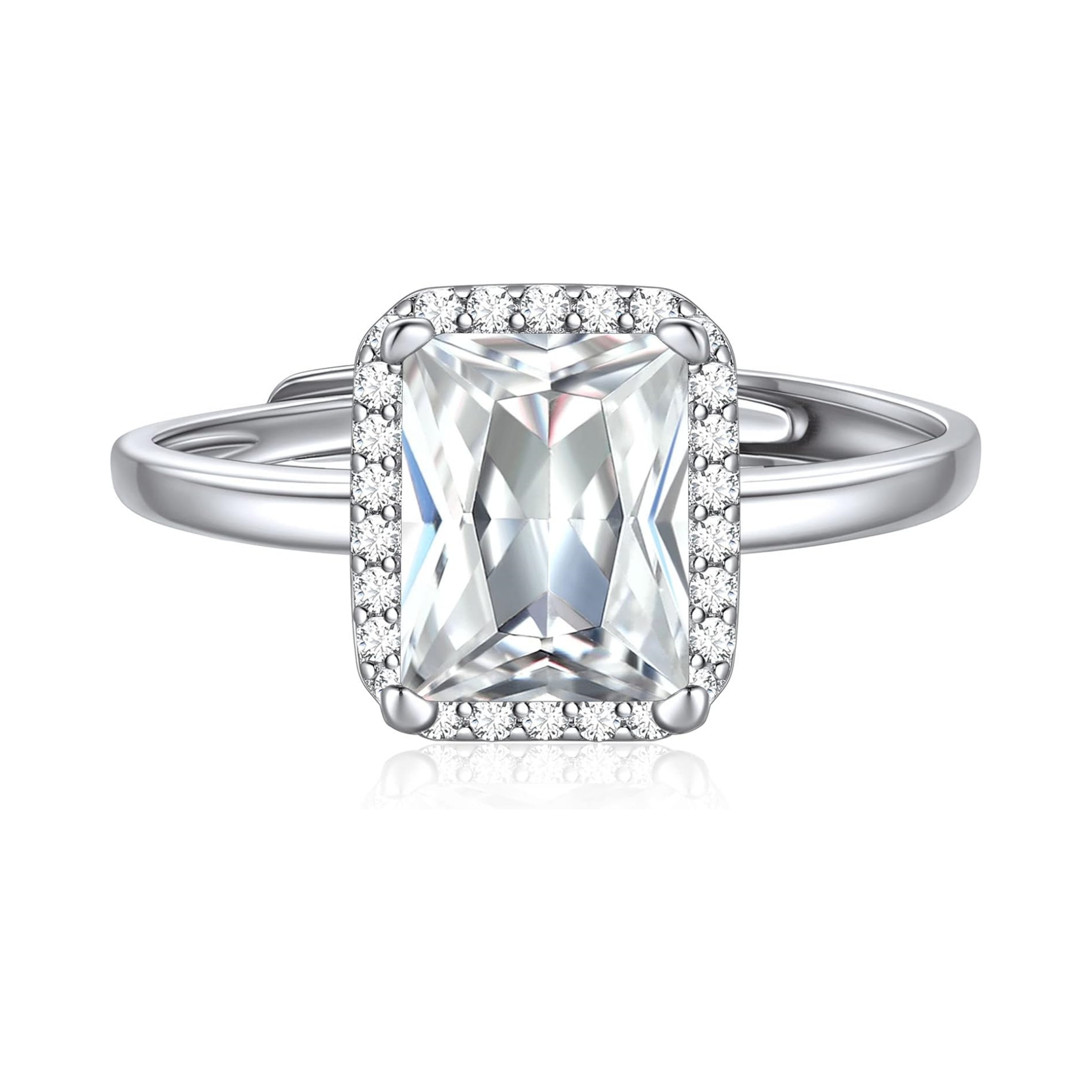 Square Emerald Cut April Birthstone Promise Ring