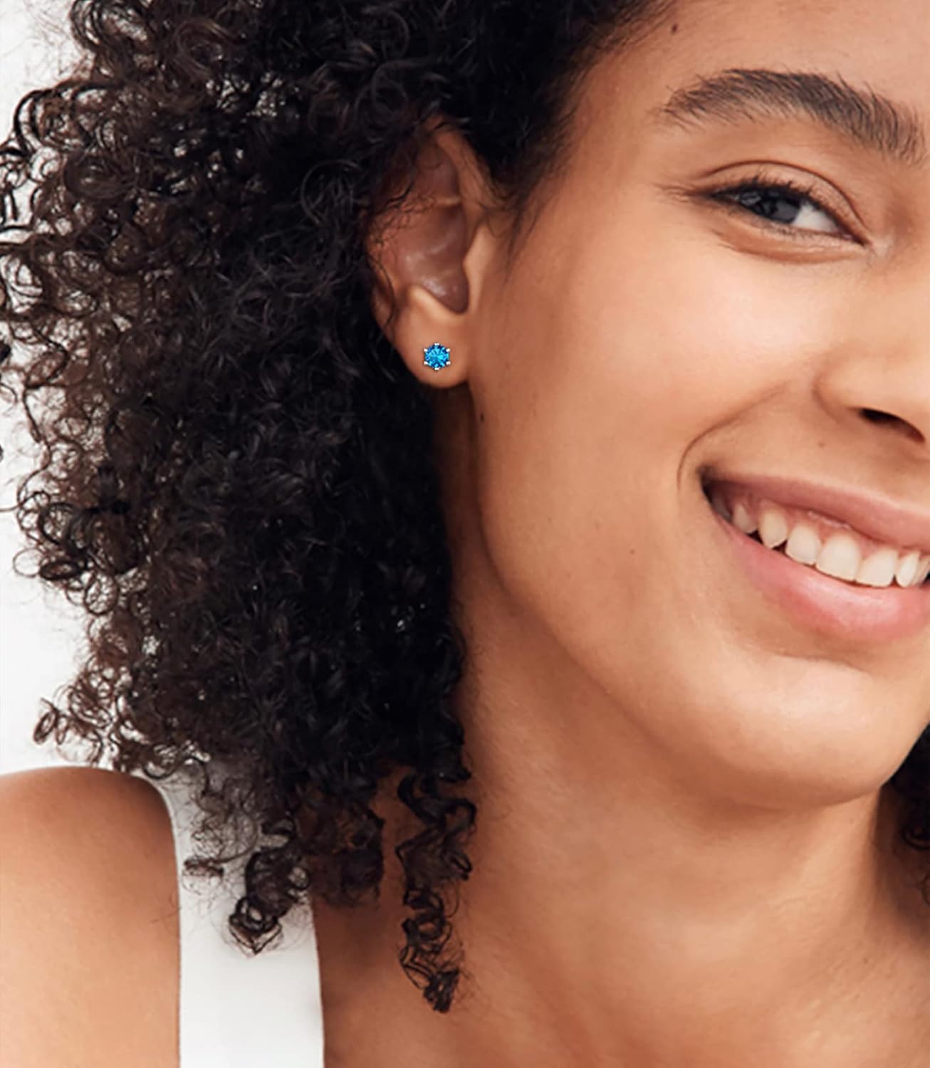 12 Months Sparkling Round Birthstone Halo Stud Earrings, december birthstone, Blue Topaz Jewelry, Sagittarius Birthstone,  topaz birthstone, Capricorn Birthstone, christmas gift, gift idea