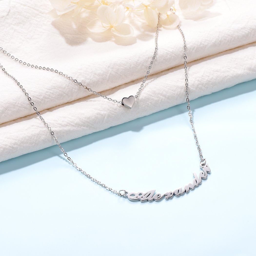 Customizable Name Heart Pendant Choker Necklace