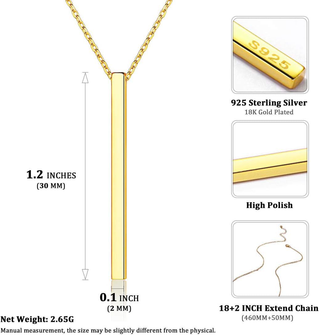 Y Layer Minimalist Vertical Bar Long Lariat Chain Pendant Necklace Details: Dimensions, Hypoallergenic, Lobster-Claw-Clasps