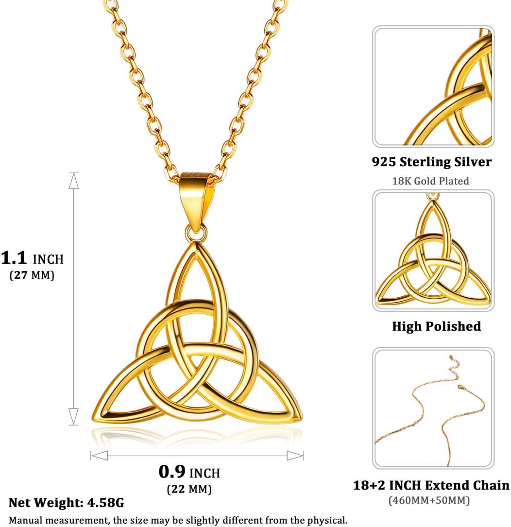 Luck Irish Celtic Knot Triangle Necklaces  Details: Dimensions, Hypoallergenic, Lobster-Claw-Clasps