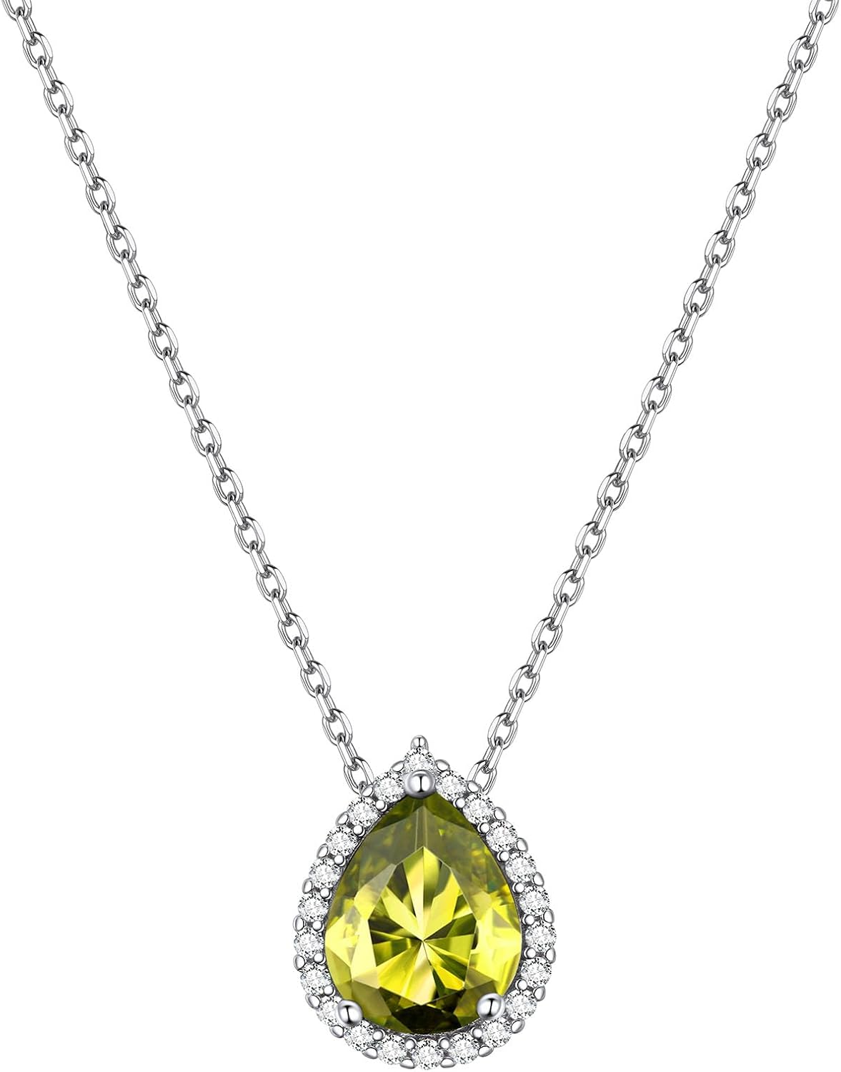 Pear Cut Teardrop Birthstone Diamond Necklace
