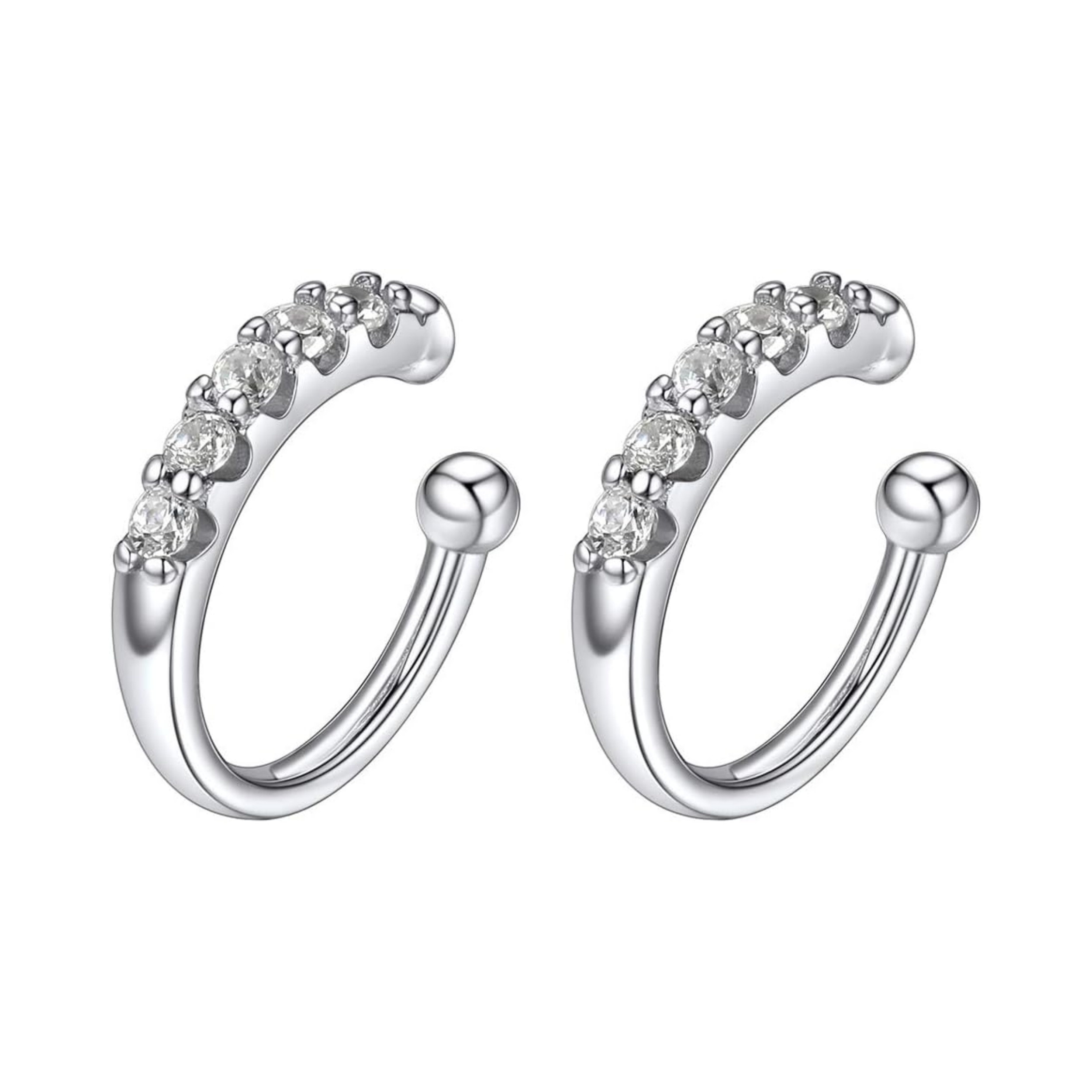 Cubic Zirconia Overlay Non Piercing Clip on Cartilage Cuff Earrings 