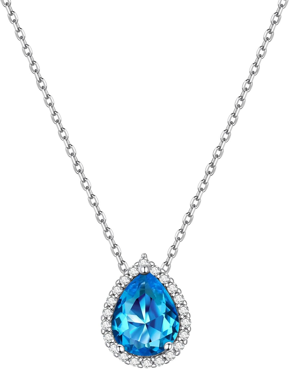 Pear Cut Teardrop Birthstone Diamond Necklace