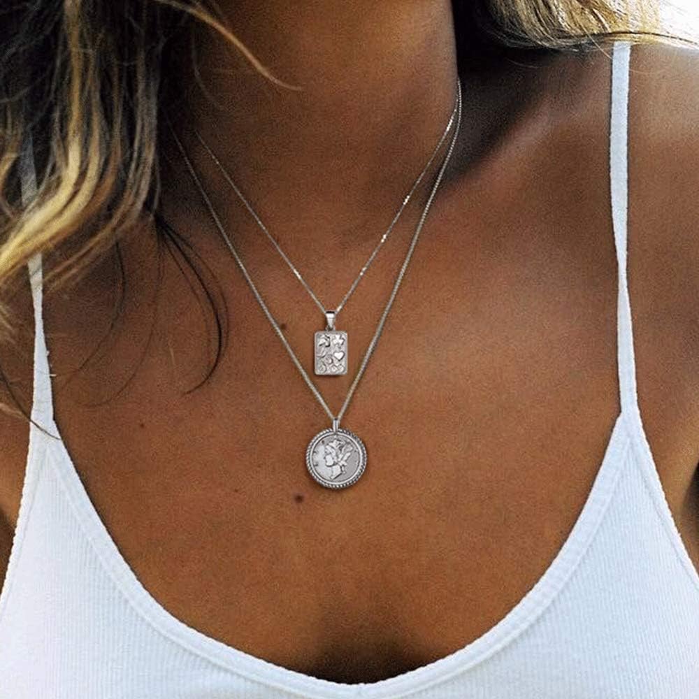 Mercury Dime Vintage American Coin Round Medallion Pendant Necklace for Women