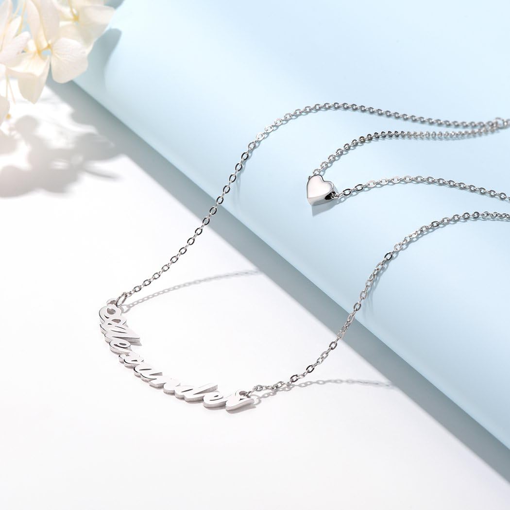 Customizable Name Heart Pendant Choker Necklace
