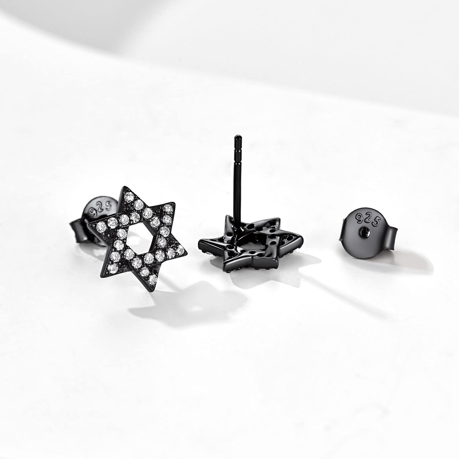 Tiny Cubic Zirconia Star of David Stud Earrings 