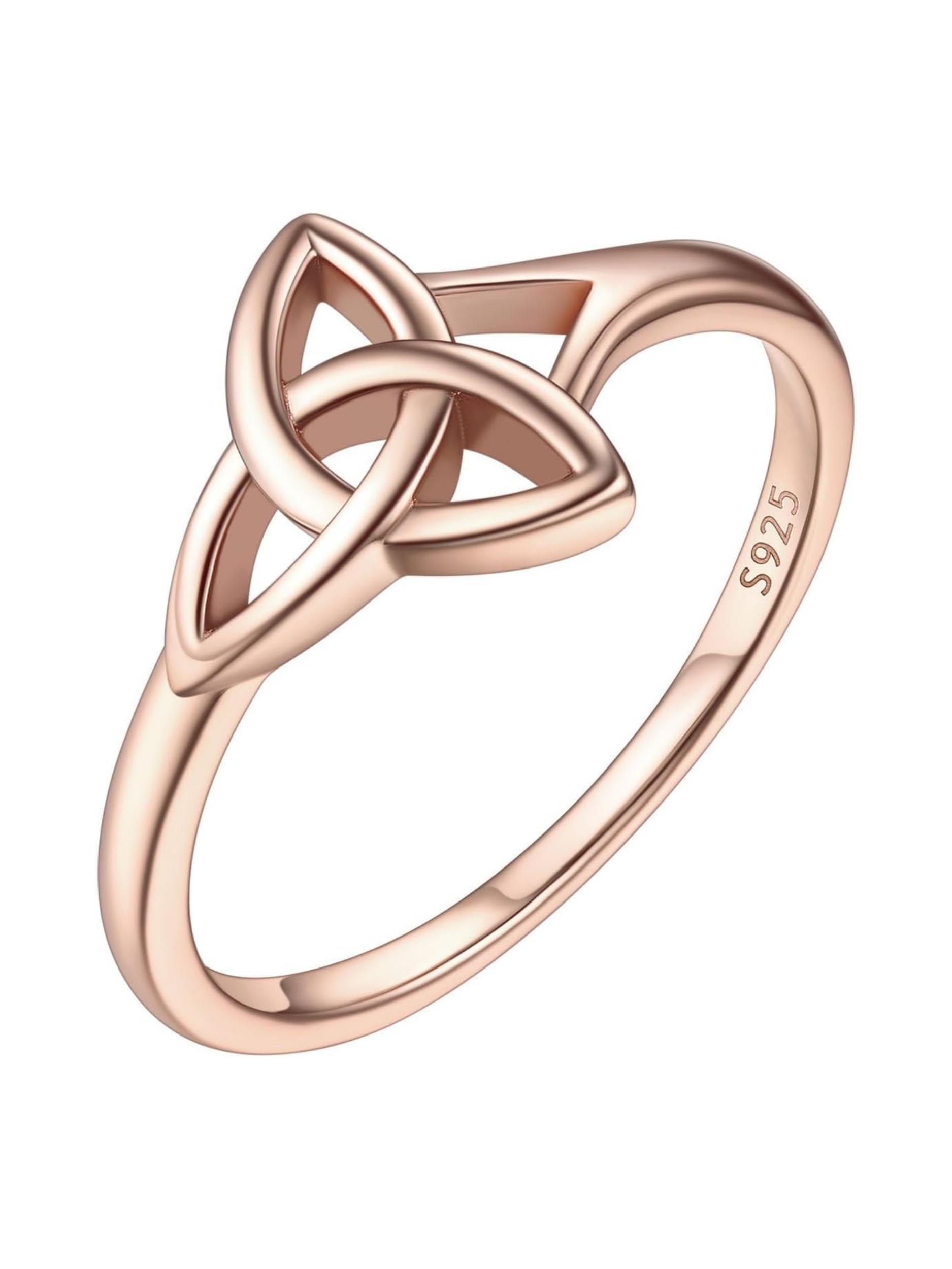 Triquetra Celtic Knot Promise Ring for Women in Rose Gold Colors