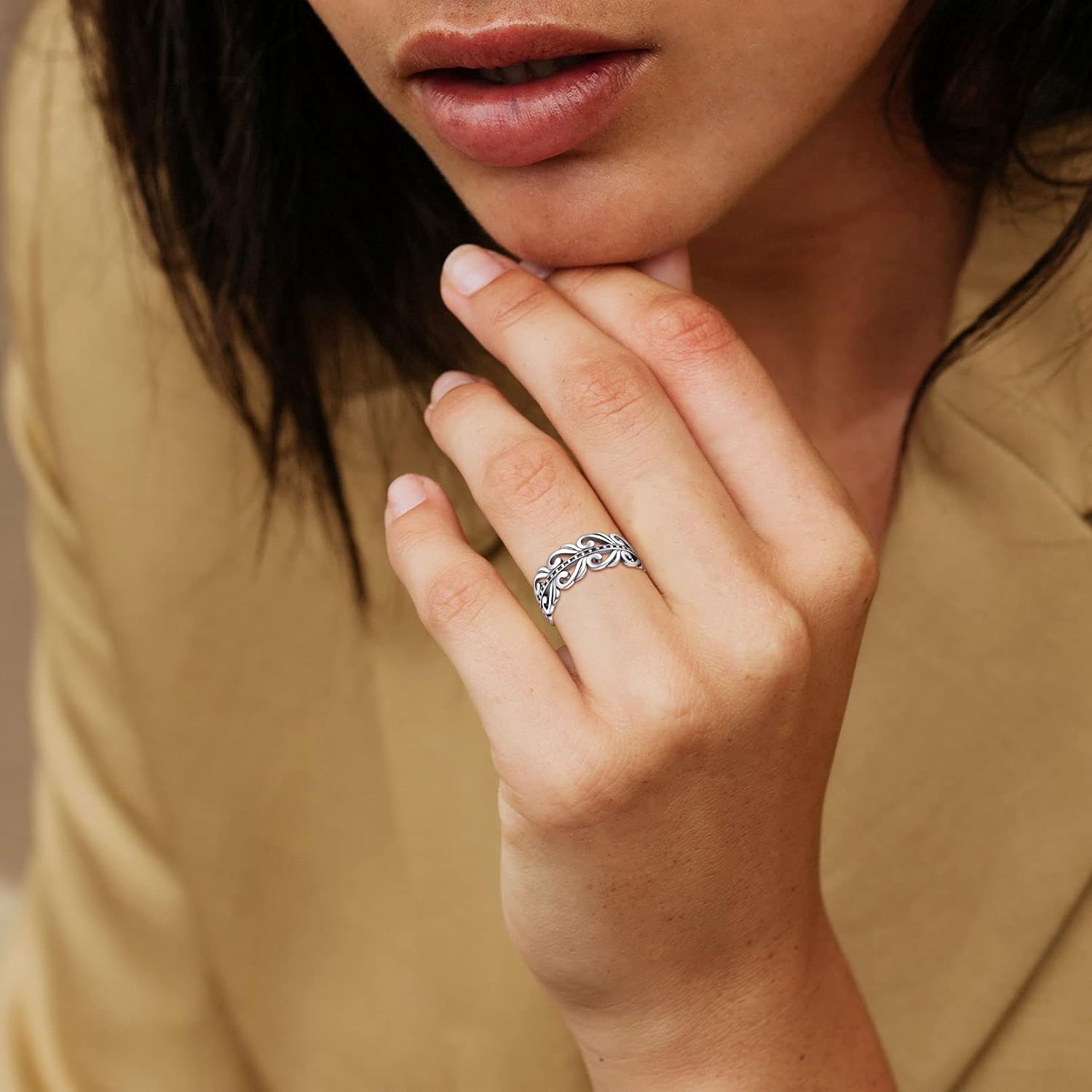 Minimalist Celtic High Polish Adjustable Promise Ring for Women